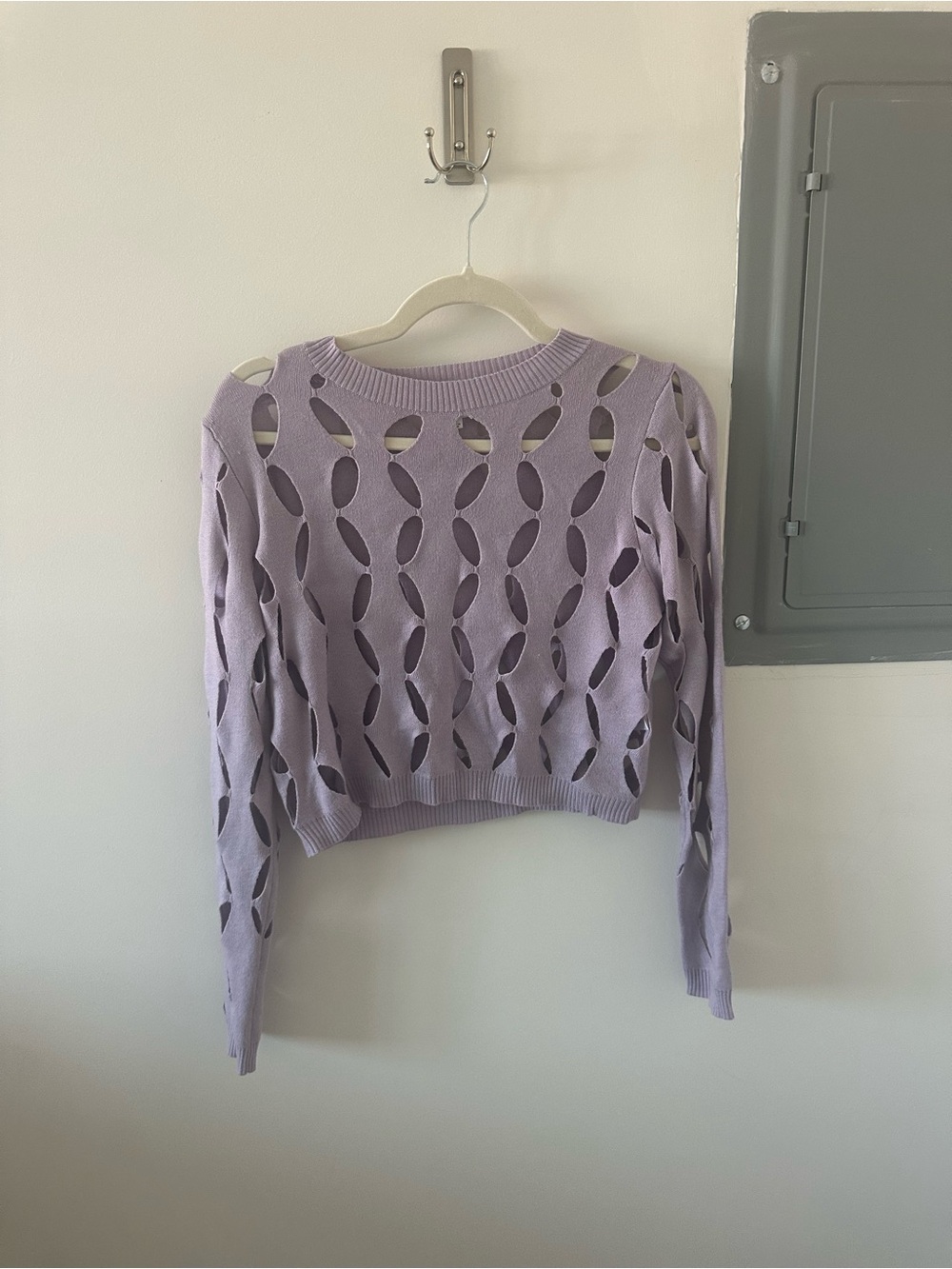 Light Lavender Cutout Knit Sweater